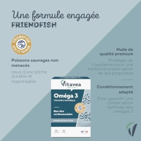VITAVEA BIEN-ETRE - Omega 3 Vitamine E Naturelle - Huile de Poissons Sauvages Qualité Premium - Source dEPA et DHA - Bien-êt