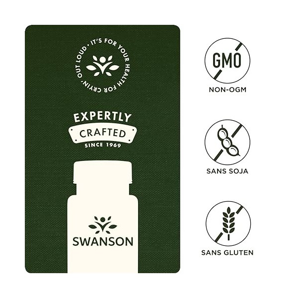 Swanson, Vitamine K2 Ménaquinone MK-7 , 100mcg, 30 Capsules molles, Haute Dosé, Sans Soja, Sans Gluten, Sans OGM