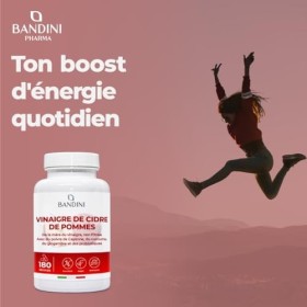 Bandini® Complexe Vinaigre De Cidre 1860mg Avec Mère - 180 Gélules Vegan - Enrichi en Probiotique Flore Intestinale, Gingembr