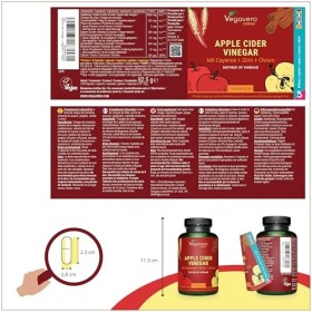 Complexe Vinaigre de Cidre 1950mg | Avec Chrome, Cannelle, Gingembre et Piment de Cayenne | Glycémie + Keto | 120 Gélules | S