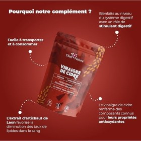 DIETI NATURA - Vinaigre De Cidre - Santé Digestive - Enrichi à lExtrait d’Artichaut - Puissant Diet Sans Gluten & Sans OGM -