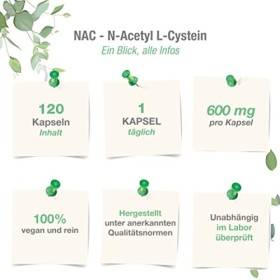 Vitabay NAC N Acetyl Cysteine 120 Gélules Véganes de nac N-acetyl-cysteine 600mg de Haute Qualité - Avaler 1 gélule de NAC N-