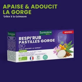 Santarome - RespiRub Pastilles gorge - Apaise la gorge - Compélment alimentaire - Mauve, Guimauve, Propolis, Eucalyptus - 21