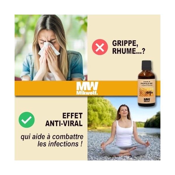 Extrait de Propolis BIO naturelle - XL - Flacon 50 ml - Fabriqué en FRANCE - Teinture mère - Gorge & Bouche - Complément alim