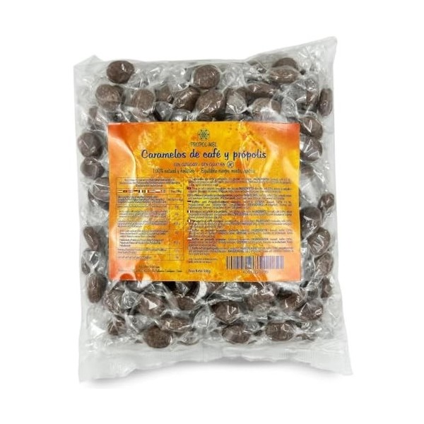Propol-Mel - Bonbons au Café et au Propolis 500g | Sans Sucre | Sans Gluten | Artisanaux dEspagne | Soin Buccal et de la Gor