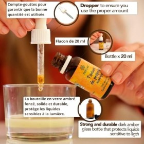 Teinture mère Propolis - 20 ml - BIO. Favorise le bien-être de la gorge. 100% naturel. 15% poids/volume.