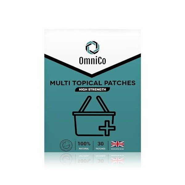 OmniCo Lot de 30 patchs topiques multi-vitamines résistants à leau avec 27 vitamines et minéraux essentiels, avec B12, fer e