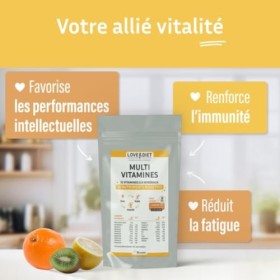 multivitamines et minéraux Love&Diet - Complément Alimentaire - 18 nutriments bioactifs - 30 comprimés - Made in France - LOV
