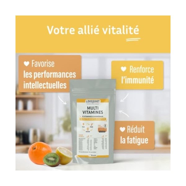 multivitamines et minéraux Love&Diet - Complément Alimentaire - 18 nutriments bioactifs - 30 comprimés - Made in France - LOV