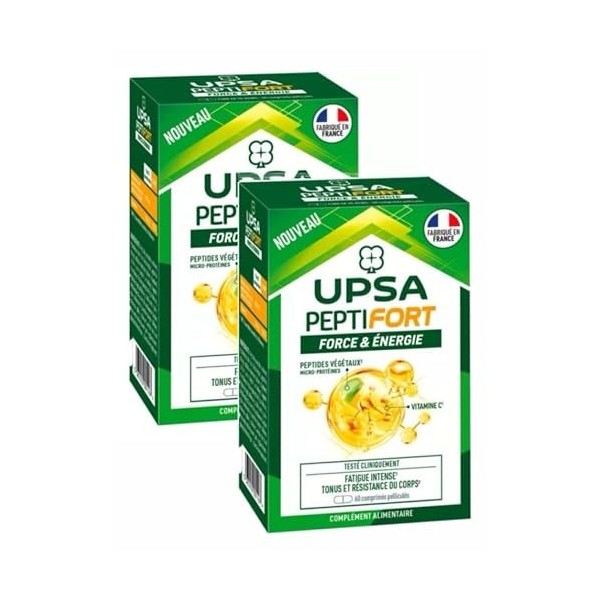 UPSA PeptiFORT - Force et Energie - 60 comprimés - Lot de 2 Boites
