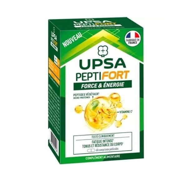 UPSA PeptiFORT - Force et Energie - 60 comprimés - Lot de 2 Boites
