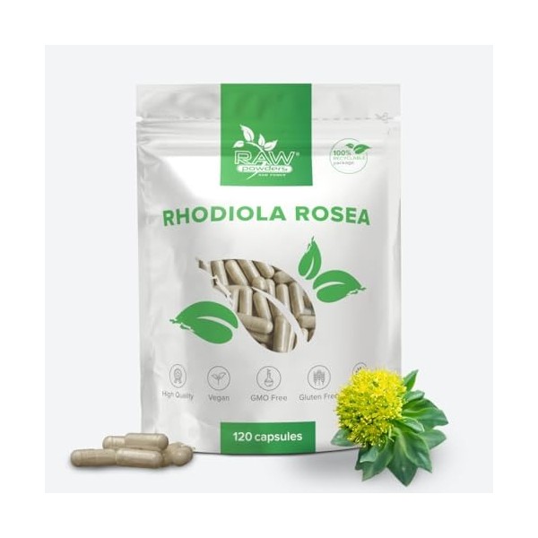 Rhodiola Rosea - Capsules de haute puissance - Suppléments à base de plantes pour soulager le stress - Rhodiola Suppléments v