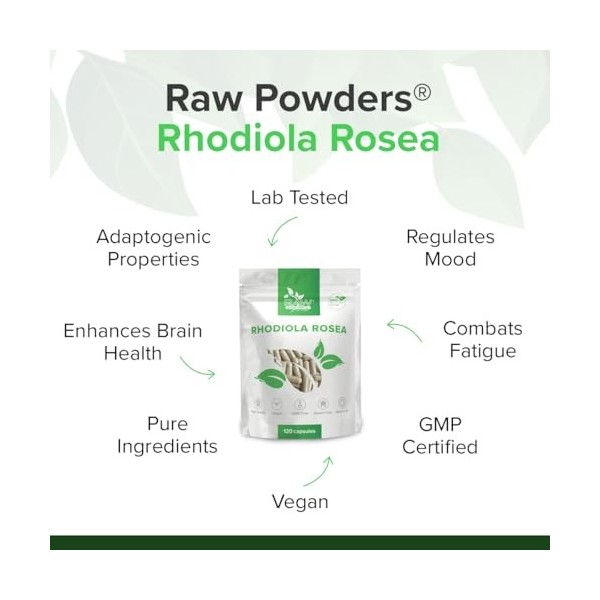 Rhodiola Rosea - Capsules de haute puissance - Suppléments à base de plantes pour soulager le stress - Rhodiola Suppléments v