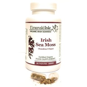 Capsules dalgues marines irlandaises chrondrus crispus certifiées biologiques récoltées sur la côte Atlantique Nord de lI