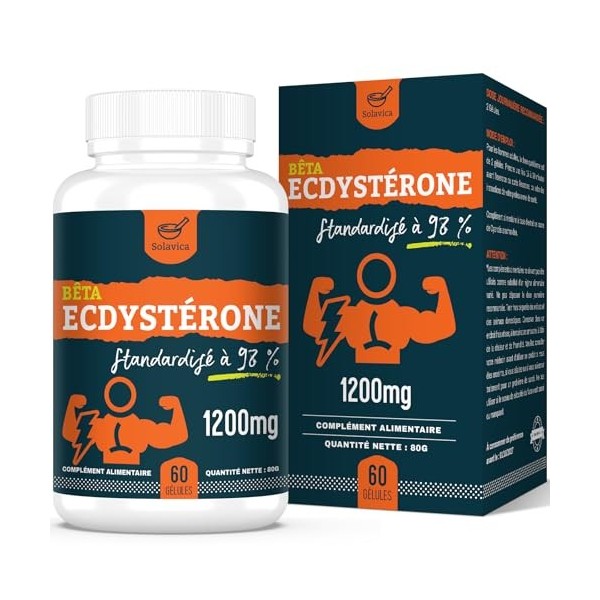 Ecdysterone Supplément 1200mg -98% Ecdysterone de Pureté Maximale Pour la Construction Musculaire Maigre et les Gains de Forc