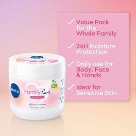 NIVEA Family Care Crème hydratante pour peaux sèches 450 ml Crème corporelle hydratante pour peaux sensibles à lhuile daman