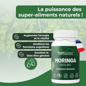 NutriSolution Gélules de Moringa 100% Bio - Superfood Riche en Multivitamines et Minéraux - Poudre de Feuilles de Moringa Ole