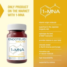Endotelio 1-MNA Immune, Supplément Anti-âge, Optimise le NAD+, Vitamines et Minéraux pour Femmes et Hommes, L-histidine, Zinc