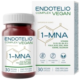 Endotelio 1-MNA Vegan, Supplément Anti-âge, Optimise le NAD+, Vitamines et Minéraux pour Femmes et Hommes avec D3, K2, B2, B6