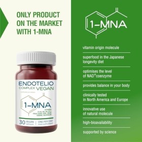 Endotelio 1-MNA Vegan, Supplément Anti-âge, Optimise le NAD+, Vitamines et Minéraux pour Femmes et Hommes avec D3, K2, B2, B6