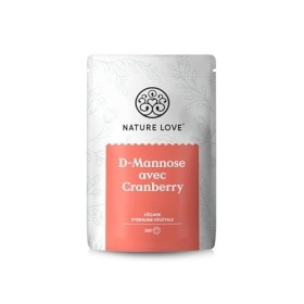 NATURE LOVE® Poudre D-Mannose avec Cranberry - 250g de poudre à diluer dans de l’eau - pour 100 jours - avec cuillère doseuse