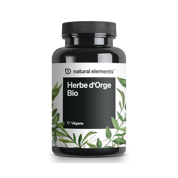 Herbe d’Orge Bio – 1500mg par dose journalière – issu de l’agriculture allemande – 180 capsules – végane, hautement dosé, san