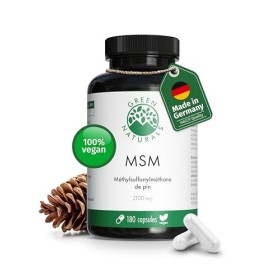 MSM 2100 mg - Methylsulfonylméthane, Soufre Organique de Pin - 180 Gélules de Haute Qualité - Green Naturals