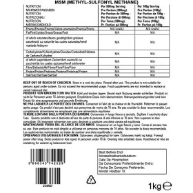 Bulk MSM en poudre méthyl-sulfonylméthane , 1 kg, lemballage peut varier