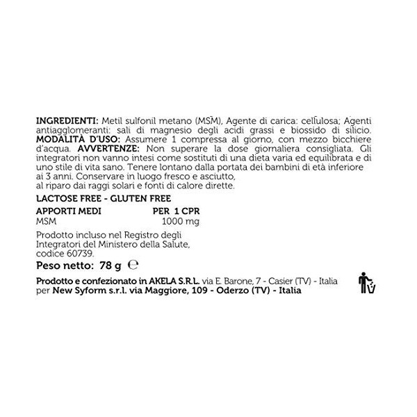 MSM 60 COMPRESSE 78 G