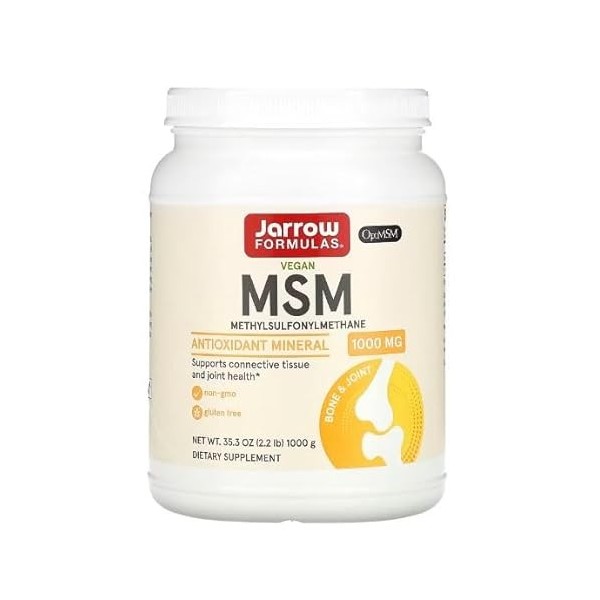 Jarrow Formulas MSM Méthyl-Sulfonyl-Méthane en Poudre - 1000g - Soufre Organique pour Soutien Articulaire & Beauté de la Pe