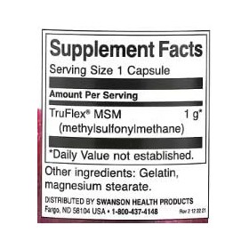 Swanson MSM Methylsulfonylmethane 1000mg - 120 gélules | Complément alimentaire pour articulations et bien-être