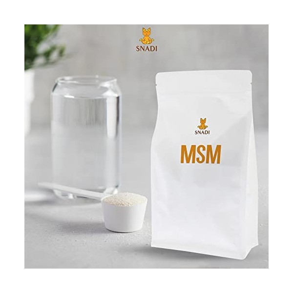 Snadi - Poudre de MSM Pure 1 KG | Méthylsulfonylméthane à 99,9% de Pureté | Végan et Sans Additifs | Haute Bio-absorption | P