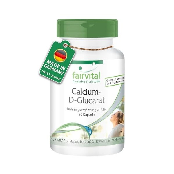 Fairvital | D-glucarate de calcium - 90 gélules - 1500mg dont 195mg de calcium par dose journalière - qualité contrôlée et ha