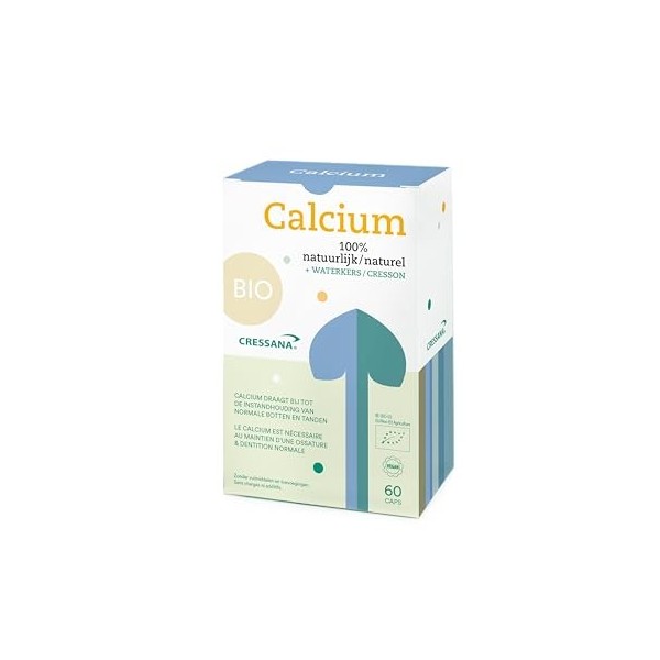 Cressana Calcium Algues Rouges Bio - 60 Capsules - Calcium dAlgues Rouges Bio - Soutient des Os et Dents Solides, Source Min