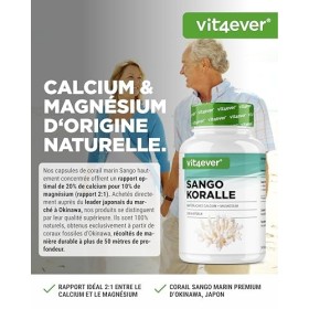 Corail Sango - 240 gélules 3 mois - 660 mg de calcium & 330 mg de magnésium - Source naturelle de calcium et de magnésium -