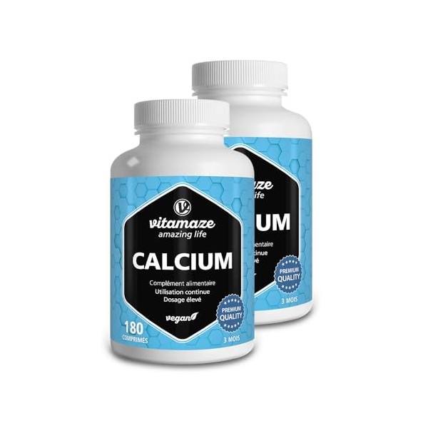 Calcium Carbonate à Forte Dose -180 Comprimés pour 3 Mois - 800 mg de Calcium par Dose Quotidienne - Naturel Complément Alime