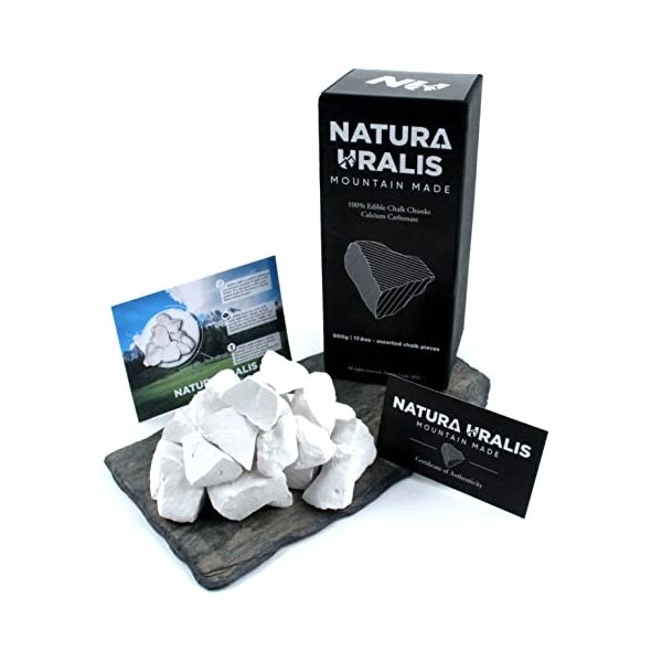 Natura Uralis Premium Belgorod Morceaux de Craie | 100g de Morceaux de Craie Blanche - Croustillant Exceptionnel, Texture Ter
