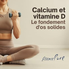 Calcium Vitamine D Essence Pure | Calcium de Corail Marin 1000 mg + Vitamine D3 400 UI + Citrate de Magnésium 400 mg | 