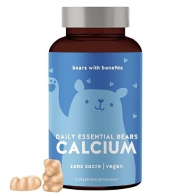 Gommes au calcium - Contribue à la construction osseuse et à la relaxation musculaire - 500mg par dose - 45 pièces - Gommes v