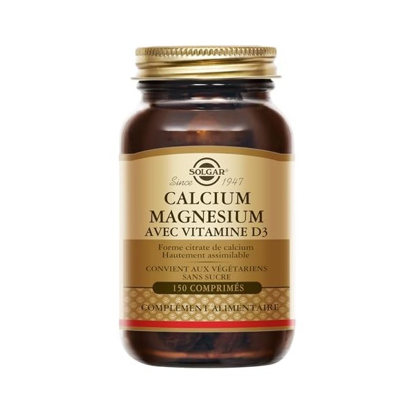 Solgar Calcium Magnésium Vitamine D3 - Os et Muscles - Fonction musculaire - Trio essentiel pour les os - Santé des os - Comp
