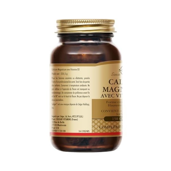 Solgar Calcium Magnésium Vitamine D3 - Os et Muscles - Fonction musculaire - Trio essentiel pour les os - Santé des os - Comp