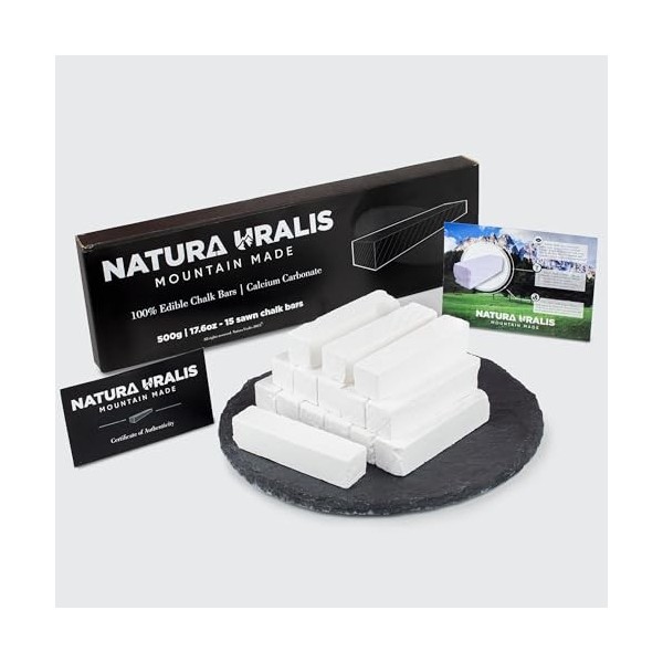 Natura Uralis Premium Craie Sciée de Belgorod | 500g de Barres de Craie Blanche - Croquant Etonnant, Texture Satisfaisante, V