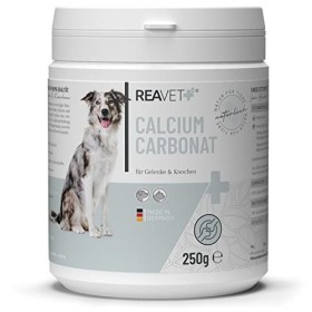 ReaVET Carbonate de Calcium 250g pour Chiens et Chats - Poudre Additive Barf, Carbonate de Calcium, Soin Naturel Complet, Com