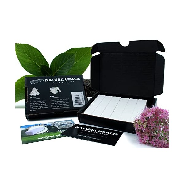 Natura Uralis Premium Craie Sciée de Belgorod | 200g de Barres de Craie Blanche - Croquant Etonnant, Texture Satisfaisante, V