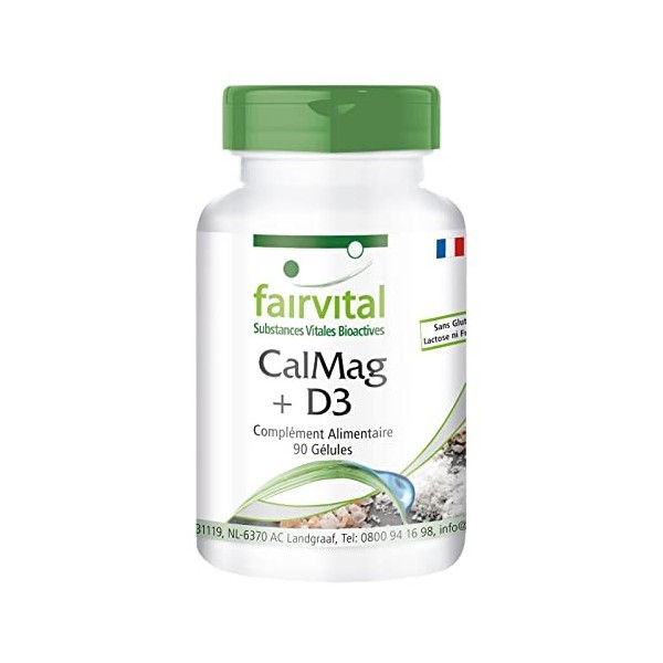 Fairvital | KalMag ainsi que D3 - set pour pendant 3 mois - 90 - capsules de calcium et magnésium et de Vitamine D3