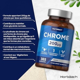 Chrome Picolinate 200 mcg | 365 Gelules Végan | Chrome Vitamine Complément Alimentaire | Haute Dosage | Chromium Picolinate S