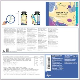 CHROME 250 µg | Avec Pissenlit, Magnésium, Vit B12 | 3 Mois | GLYCEMIE + METABOLISME | Biodisponibilité Elevée | Vegan et San