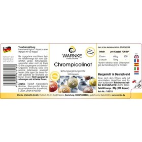 Chrome 60 mcg - 100 gélules - Végétarien - Biodisponible - Picolinate de Chrome | Warnke Vitalstoffe - Qualité des pharmacies