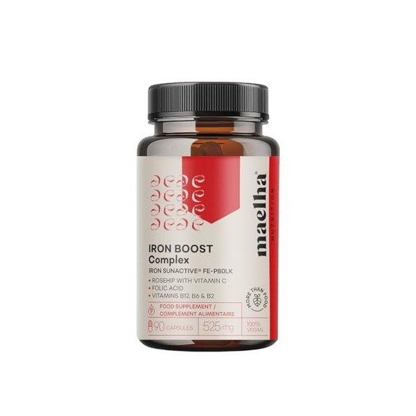 Complément alimentaire en fer SunActive® Fe-P80LK, complexe de rose musquée avec vitamine C, acide folique, vitamines B12, B6