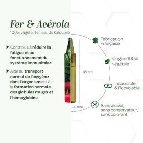 SUPERDIET - FER ACÉROLA ORIGINE VÉGÉTALE - Goût fruité - Réduit la fatigue - Fabrication française - 20 unidoses format nomad